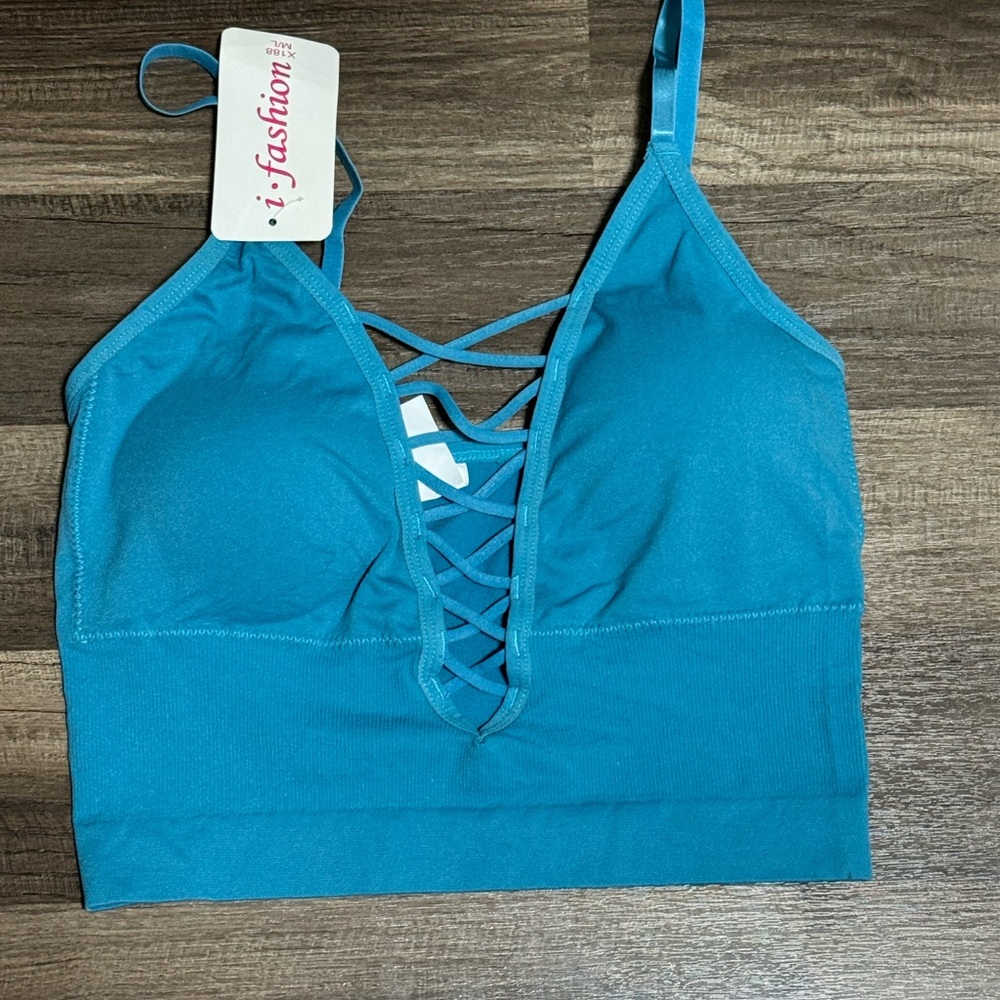 iRE Fashion Teal Lace-Up Bra
